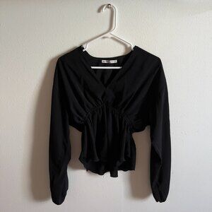 EUC Abercrombie & Fitch Faux Silk Puff Sleeve Top